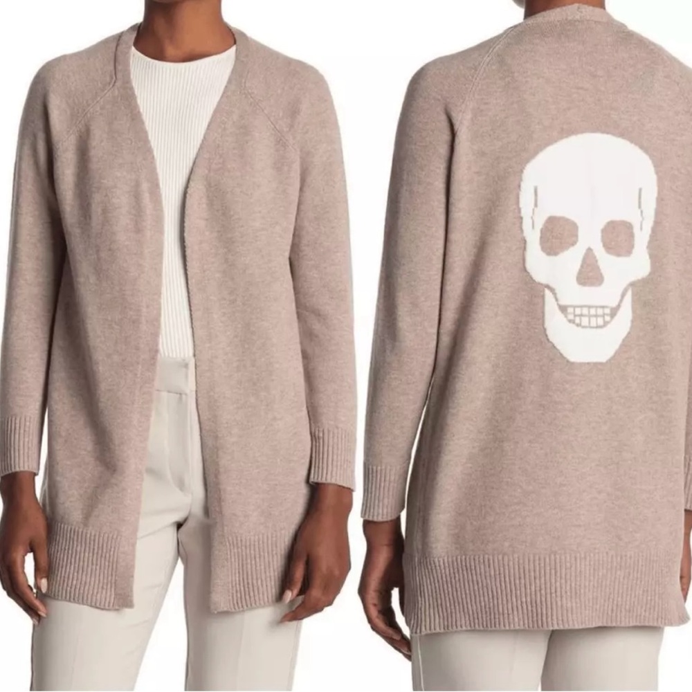 NWT Sweet Romeo Beige Skull Sweater Cardigan Size Extra Large